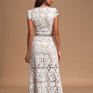 Special Moments White Crochet Lace Two-Piece Maxi Dress Size Medium